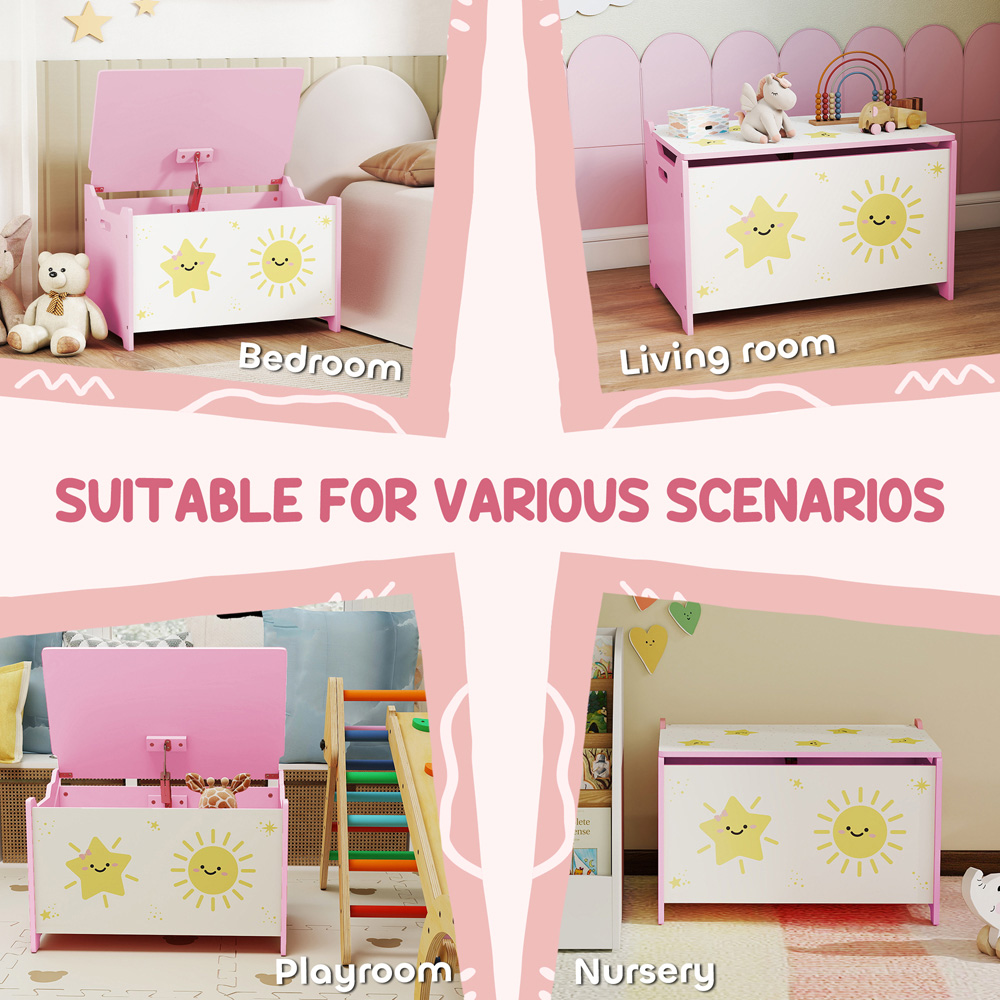 AIYAPLAY Pink Toy Box with Lid Image 6