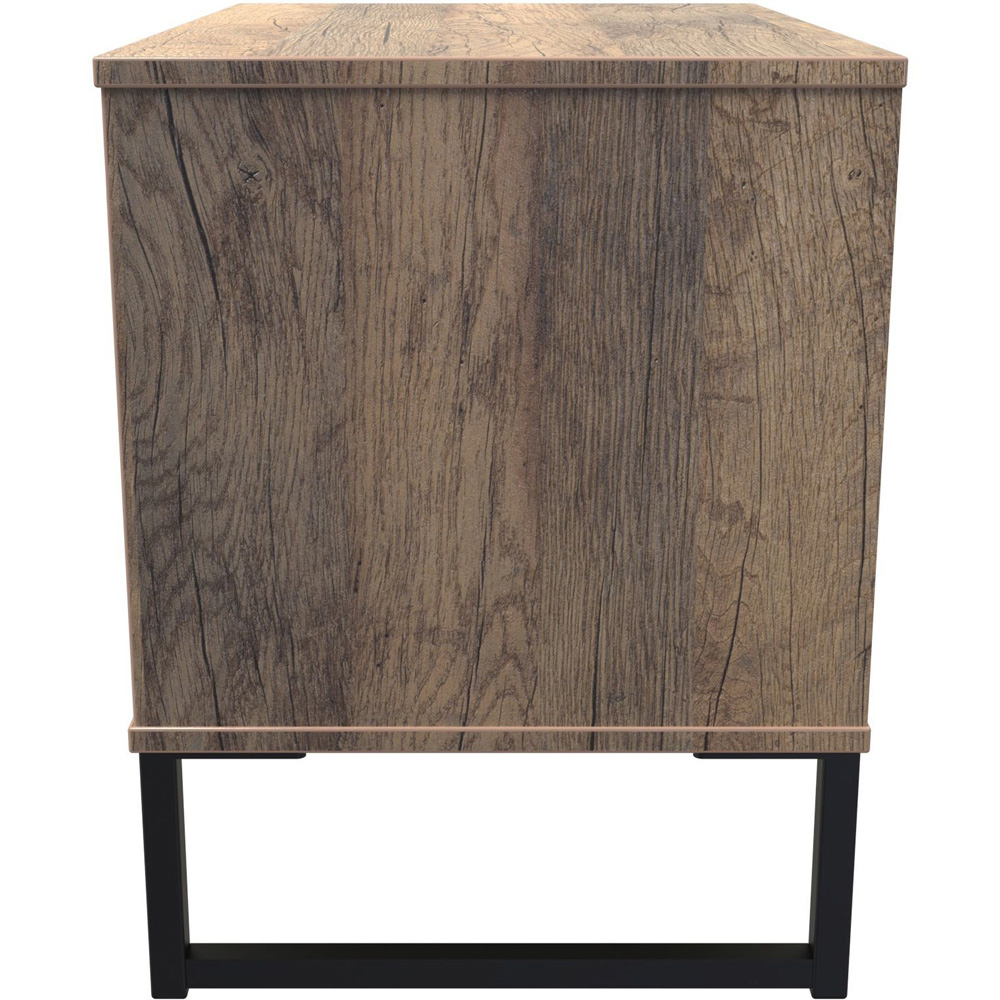 Crowndale Hong Kong 2 Drawer Vintage Oak Side Table Ready Assembled Image 4