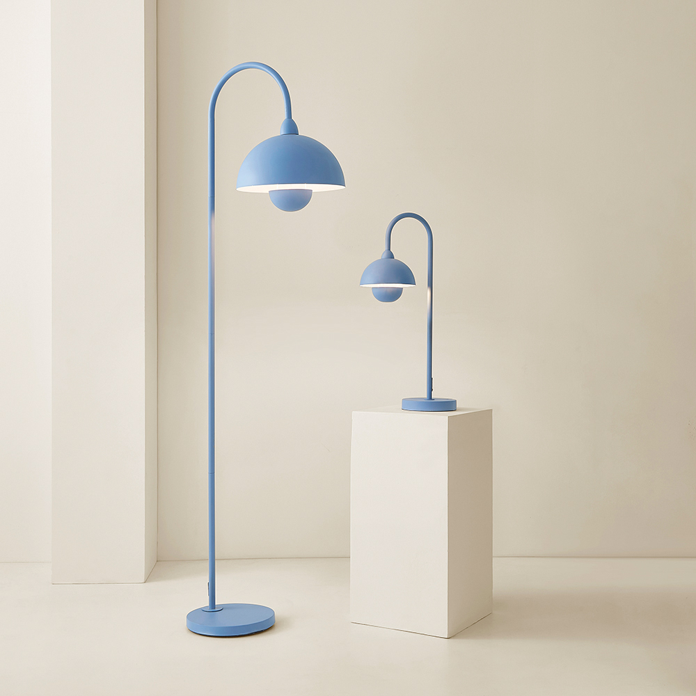 ValueLights Tilly Pastel Sky Blue Arched Dome Shade Metal LED Floor Lamp Image 7