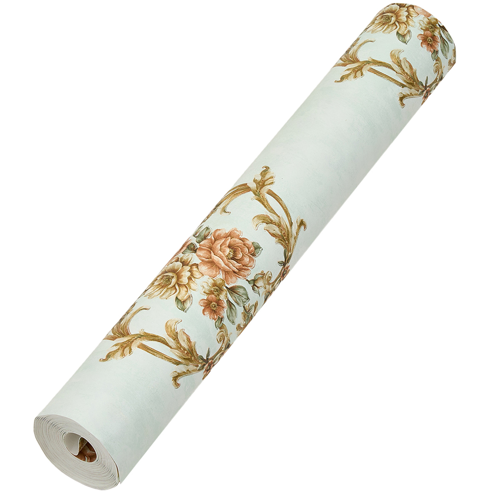 Living and Home Floral Pattern 3D Embossed Light Green Non-Pasted Non-Woven Wallpaper Image 3