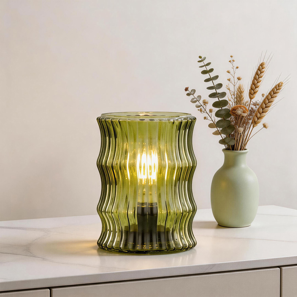 Ribbed Wavy Battery-Operated Light Olive Image 6