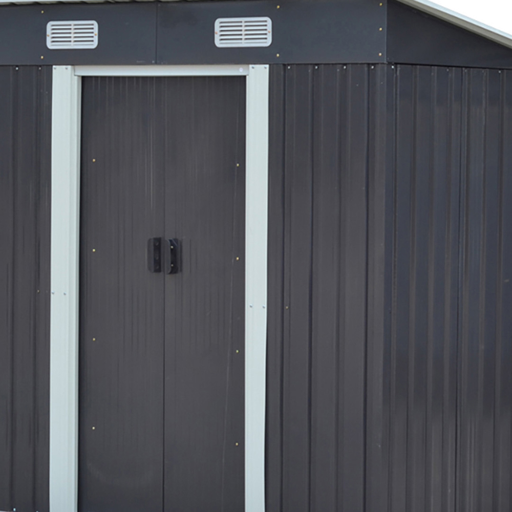 Living and Home 4 x 6ft Charcoal Black Metal Pent Garden Storage Shed Image 6