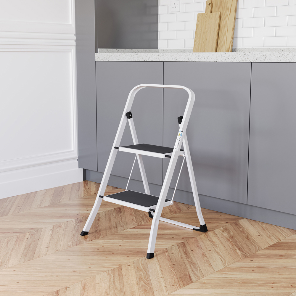 HOME VIDA White 2 Step Ladder Image 2