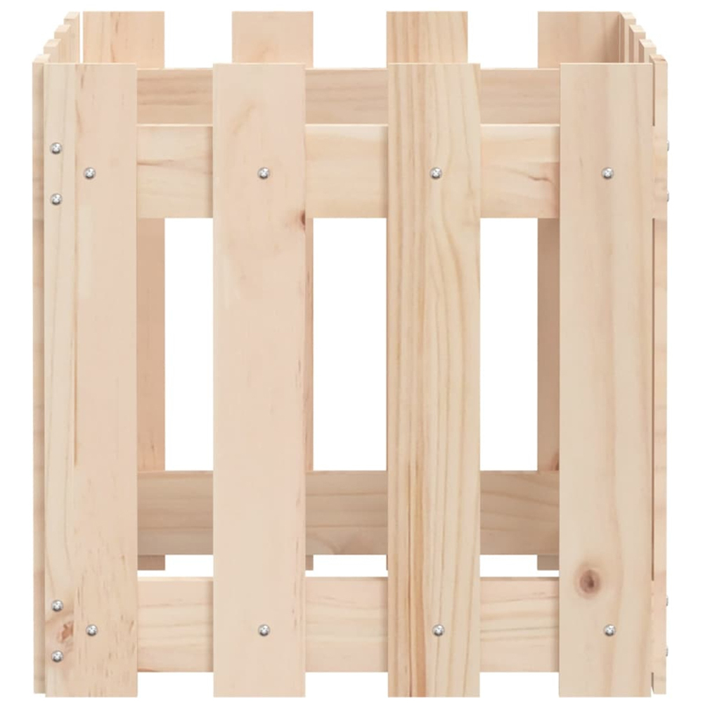 vidaXL Natural Pine Wood Fence Design Garden Planter 40 x 40 x 40cm Image 5