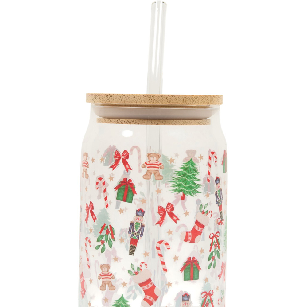 Christmas Glass Drinking Jar Image 3