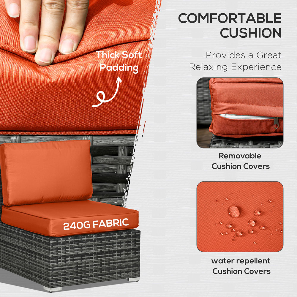 Outsunny 7 Seater Rattan Patio Sofa Set Orange Image 4