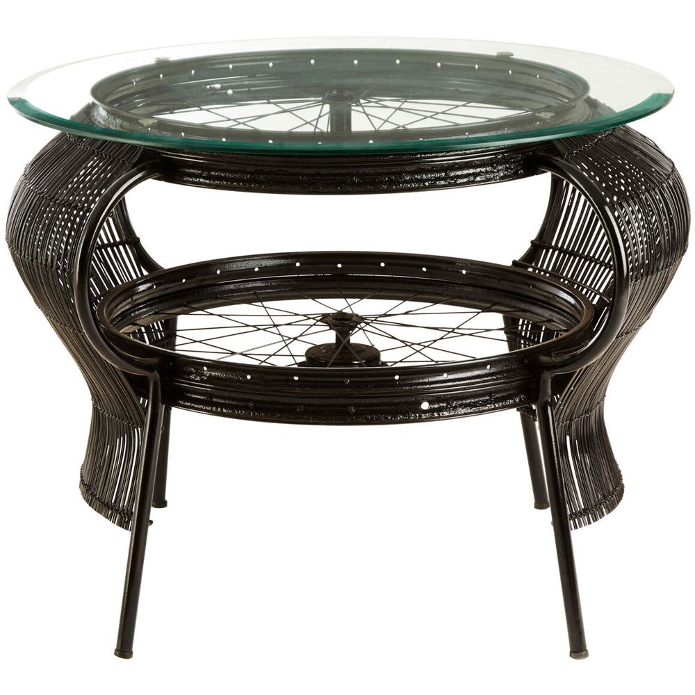 Premier Housewares Mantis Black Finish Bicycle Wheel Design Coffee Table Image 5