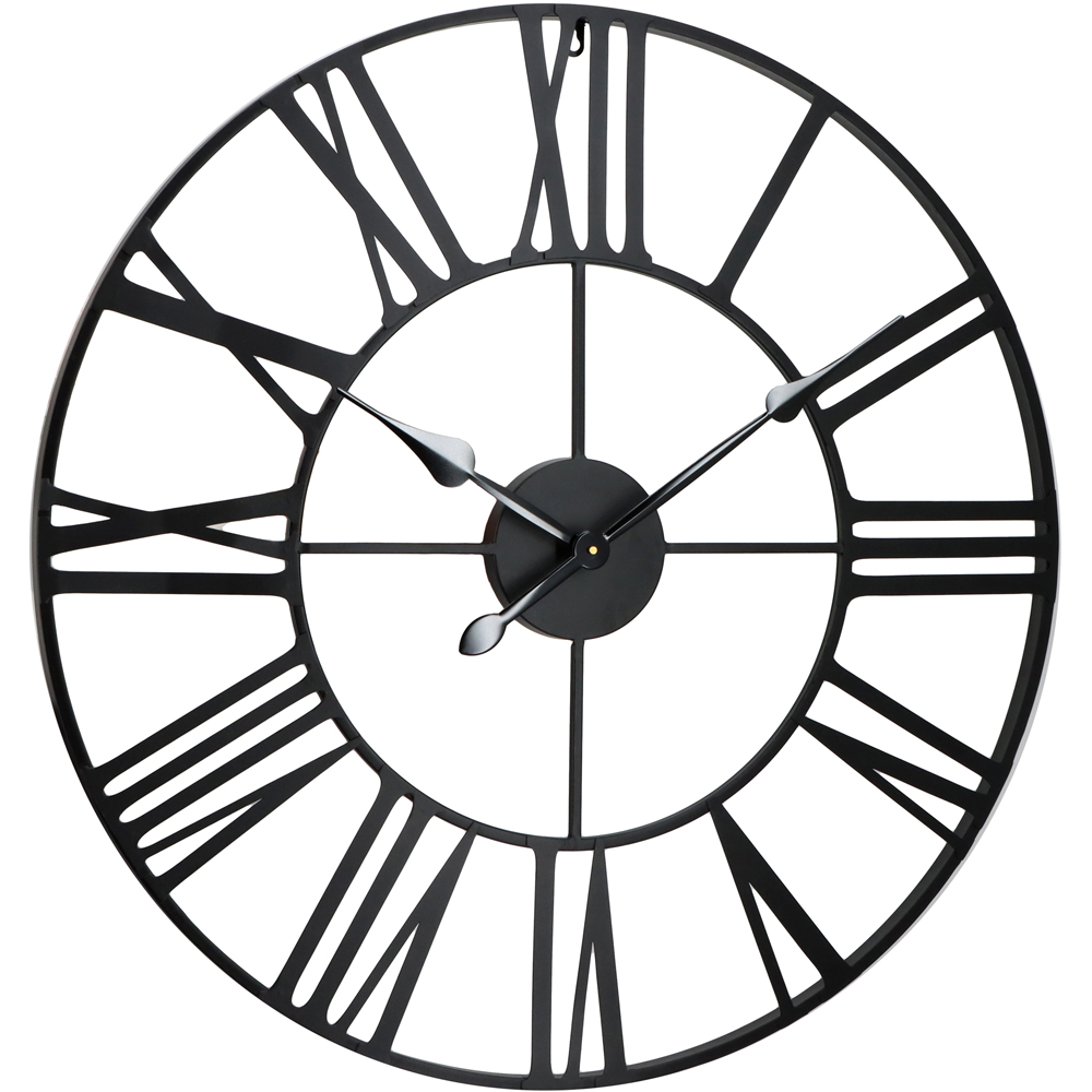 Charles Bentley Black Indoor Round Wall Clock 80cm Image 3