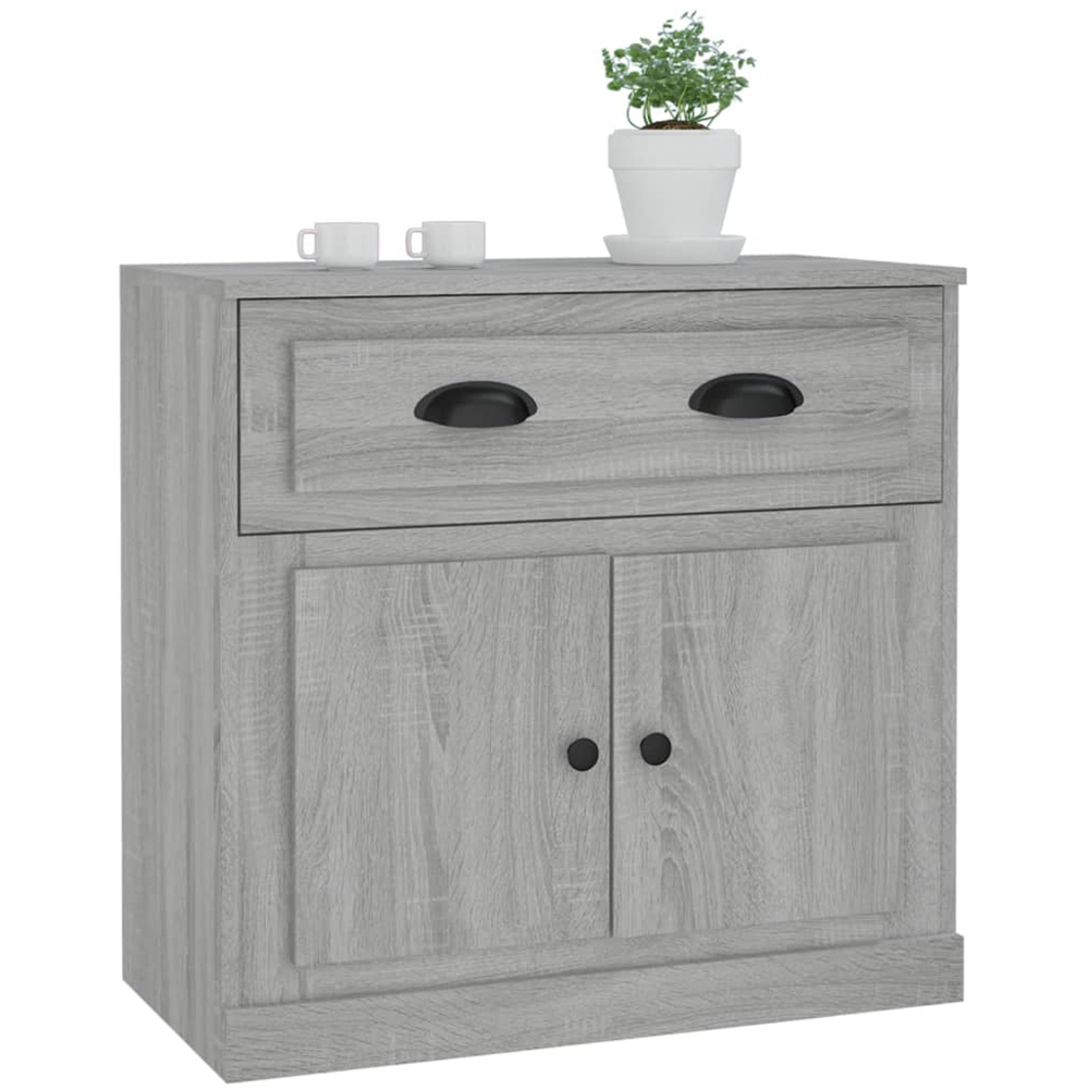 vidaXL 2 Door Single Drawer Grey Sonoma Wooden Sideboard Image 3