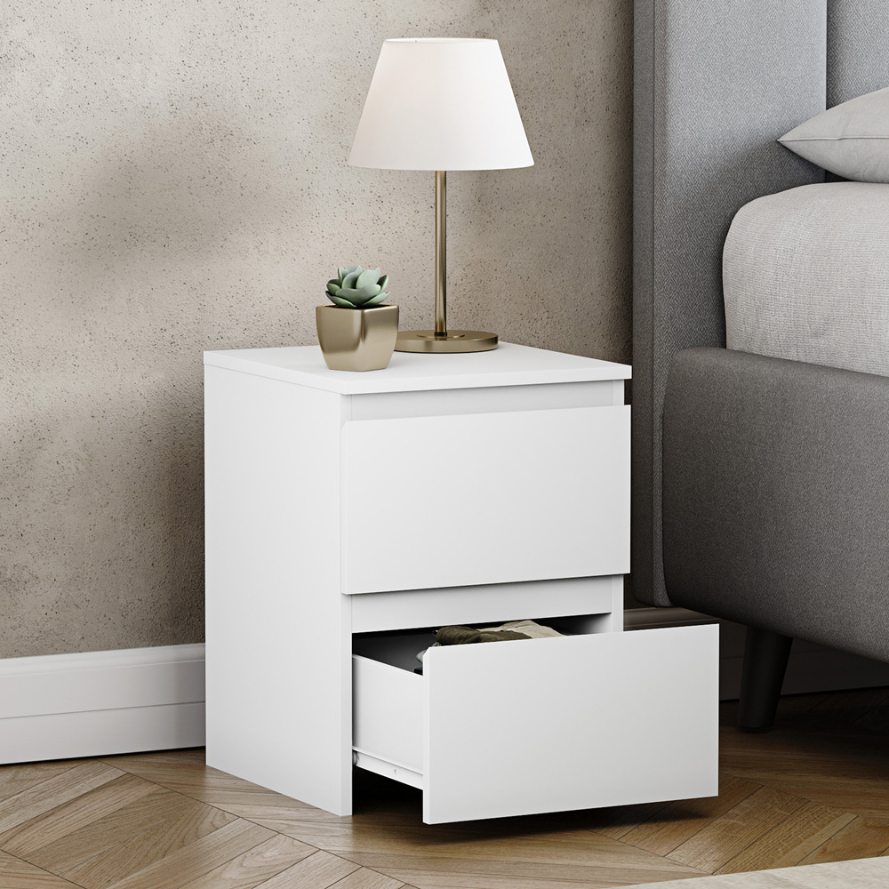 VIDA DESIGNS Denver 2 Drawer White Bedside Table Image 5