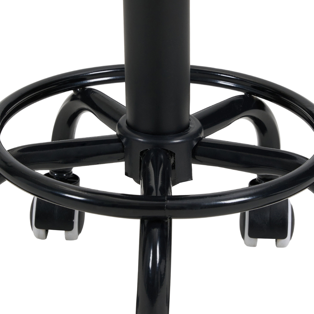 Living and Home Black and Beige PU Leather Height Adjustable Round Rolling Stool Image 4