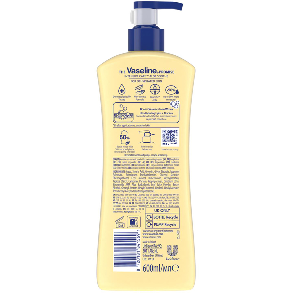 Vaseline Intensive Care Essential Healing Body Lotion Moisturiser 600ml 6 Pack Image 3