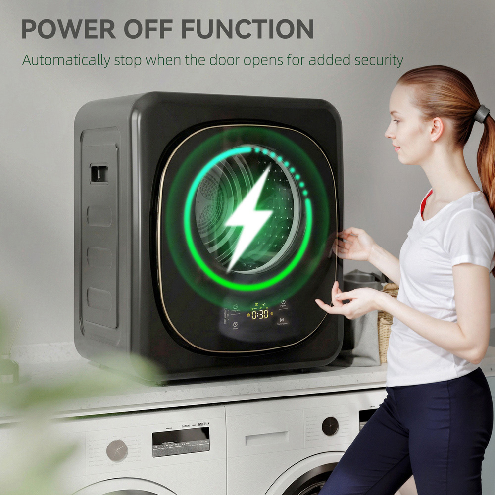 HOMCOM Black Compact Small Tumble Dryer Machine 4kg 800W Image 6