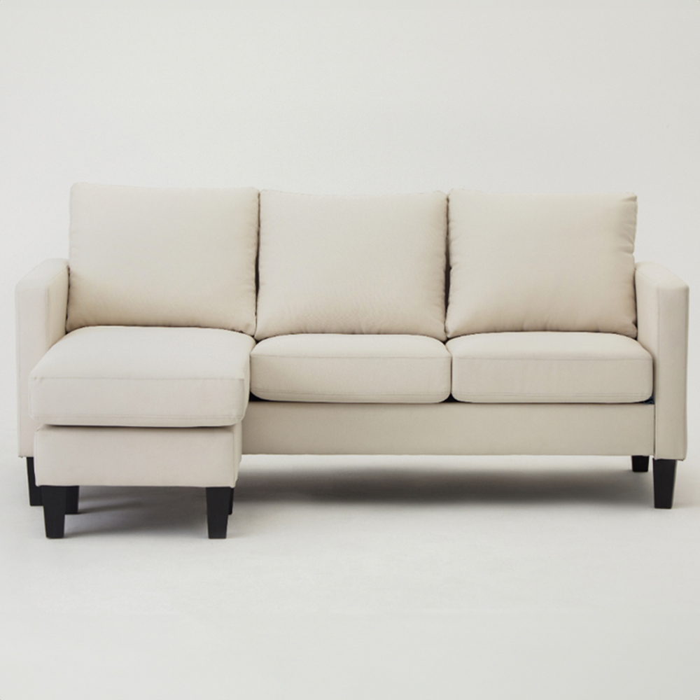 Home Detail Leah 3 Seater Cream Fabric L Shape Sofa Image 3