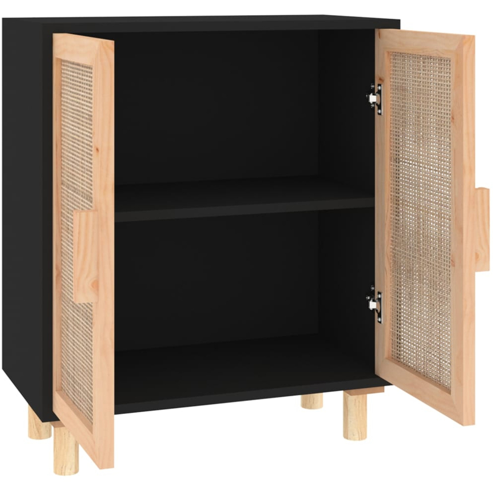 vidaXL 2 Door Black Rattan Wooden Sideboard Image 4