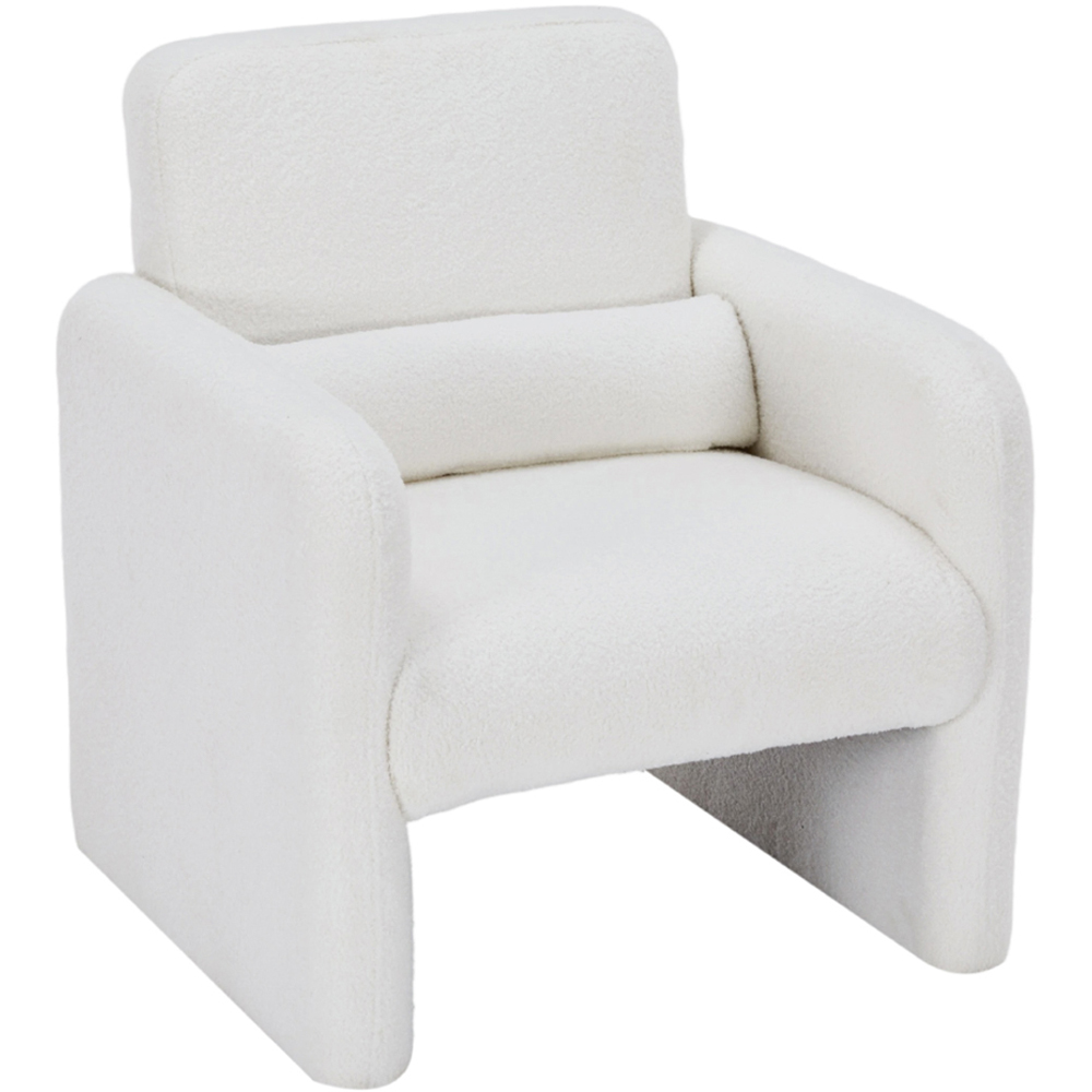 Living and Home White Teddy Fleece Upholstered Accent Chair with Lumbar Pillow Image 2