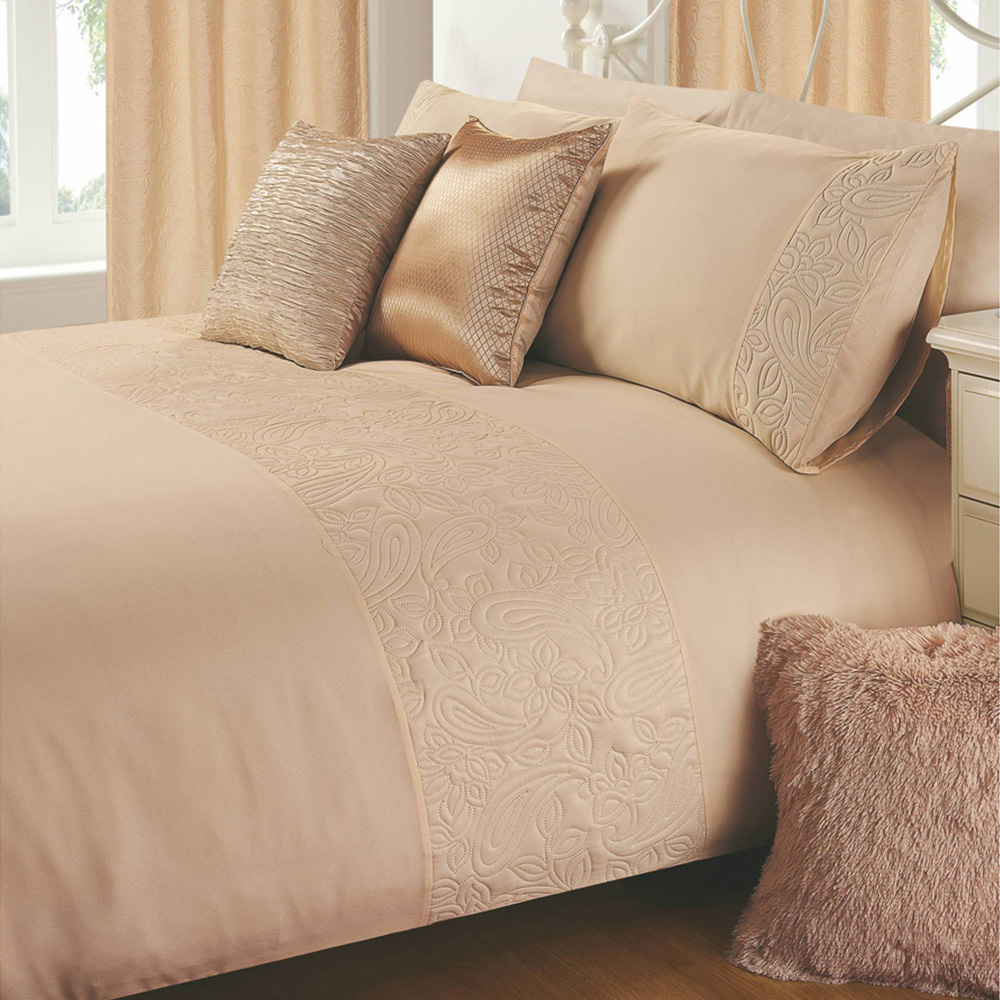 Intimates Alexis Single Latte Quilted Floral and Paisley Duvet Cover Set Image