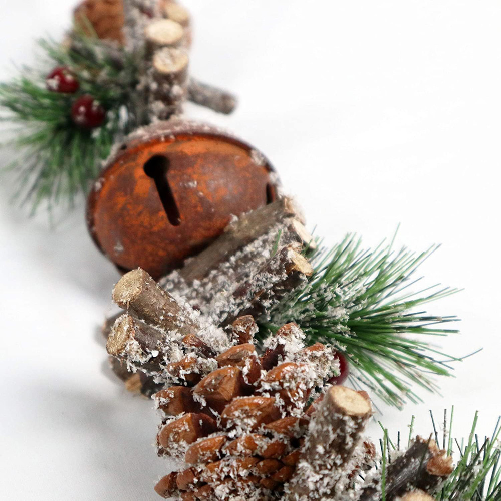 Shatchi Rustic Jingle Bell Christmas Decoration with Sticks Berries and Pinecones 50cm Image 3