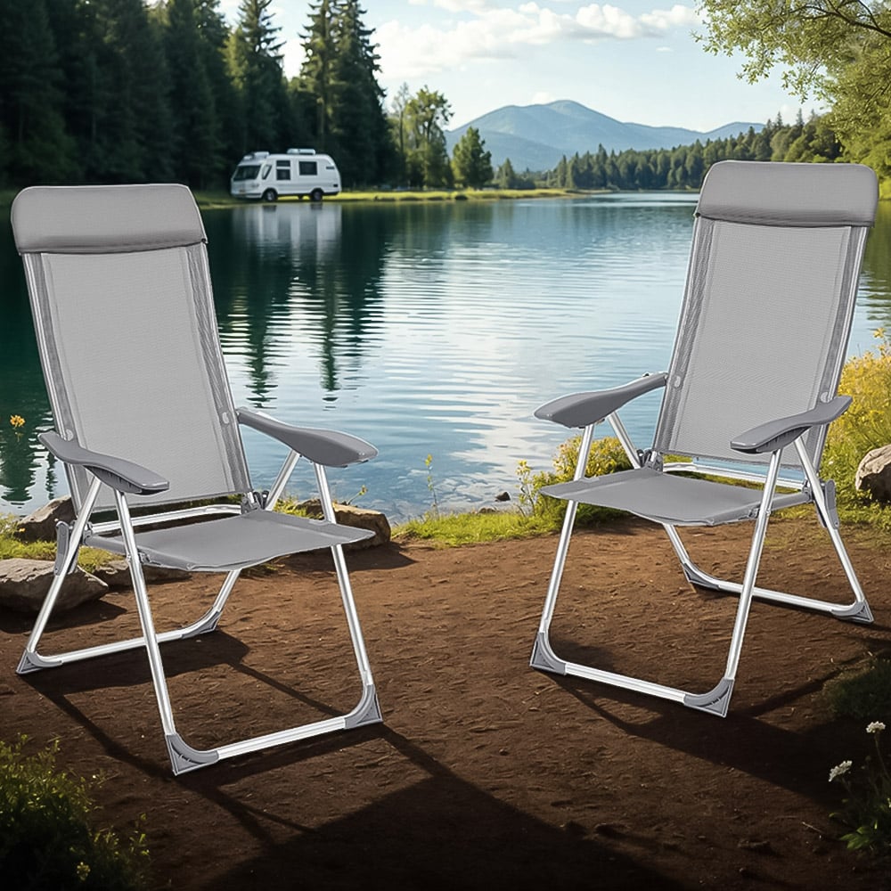 tectake Maurine Set of 4 Grey Garden Chairs Image 1