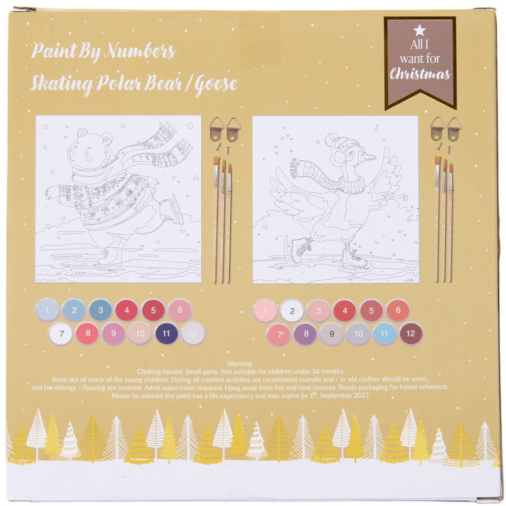Skating Goose and Polar Bear Paint By Numbers Kit Image 4
