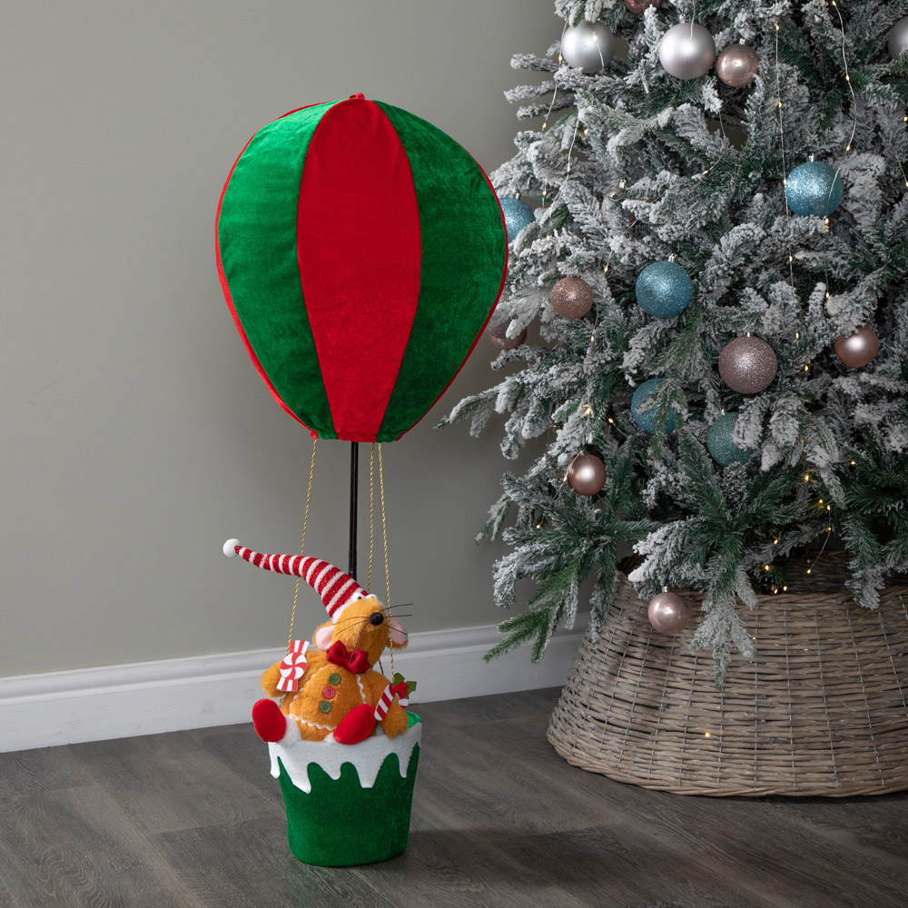Samuel Alexander Red and Green Razza Rat Hot Air Balloon Hanging Christmas Decoration 100cm Image 2