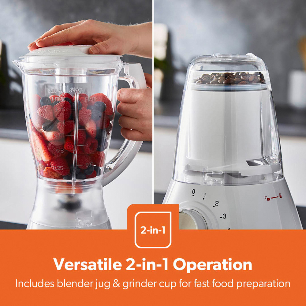 Geepas GSB44092UK-WT White 1.5L 2-in-1 Food Jug and Smoothie Blender 550W Image 5
