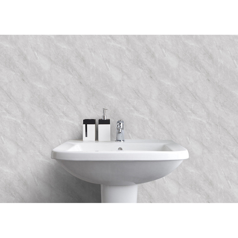 Proclad Aquabord Light Grey Marble Matt Tongue and Groove Shower Panel with Edge Trim and Adhesive Image 3