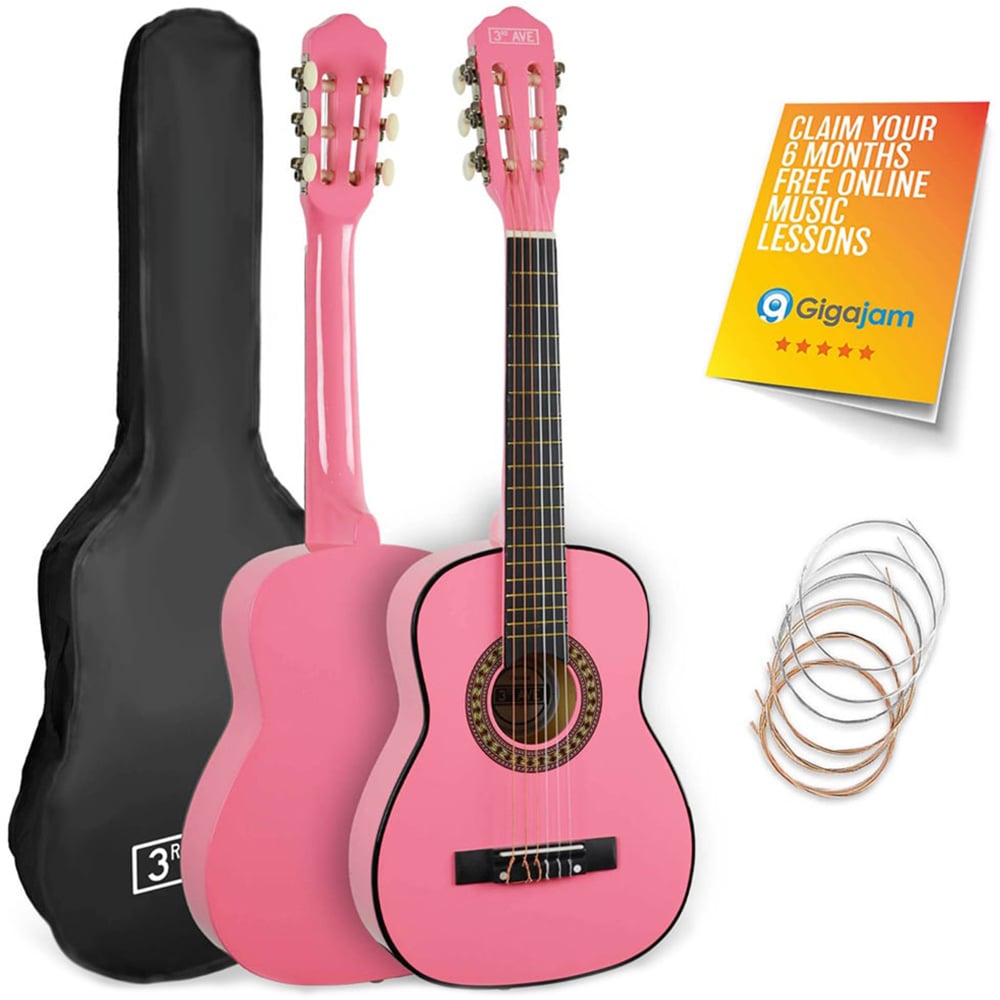 3rd Avenue Pink Quarter Size Classical Guitar Set Image 1