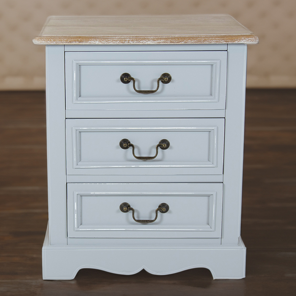 Charles Bentley Loxley 3 Drawer Grey Bedside Table Image 1