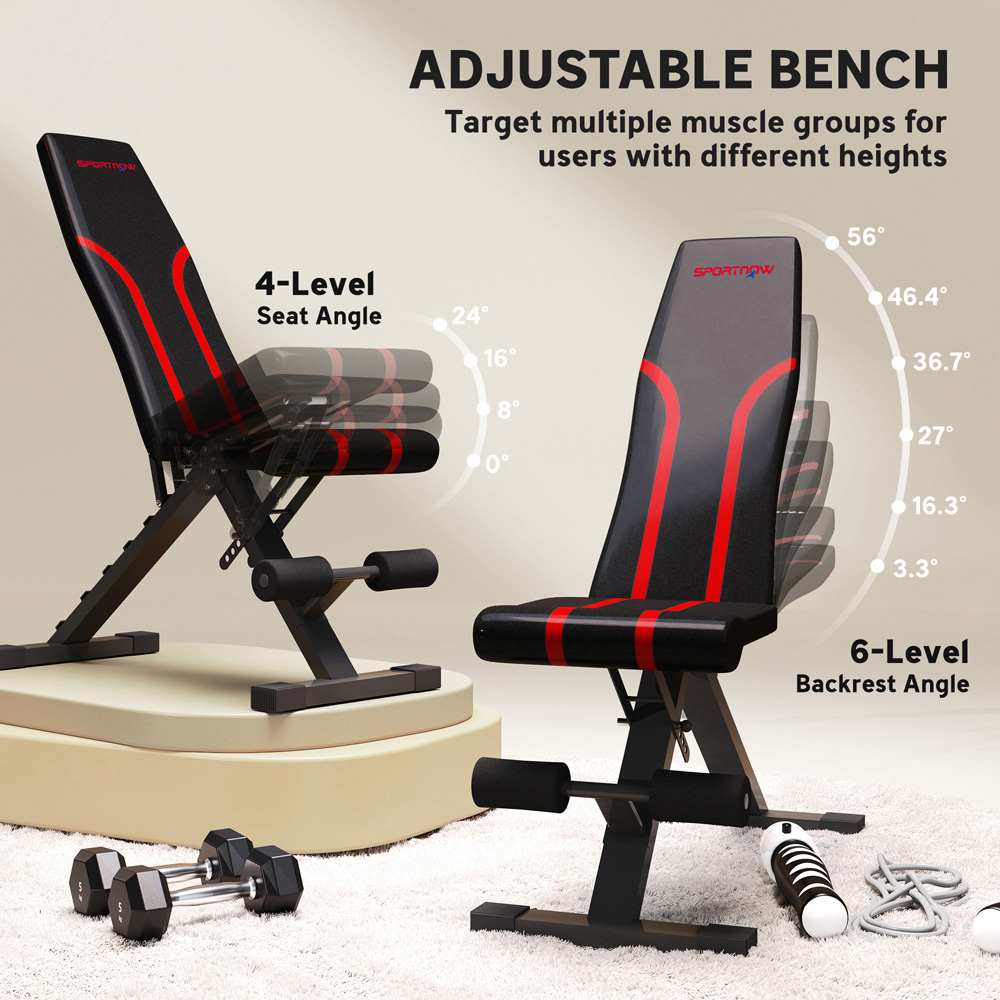SPORTNOW Foldable Weight Bench with 6 Level Backrest and Leg Extension Image 8