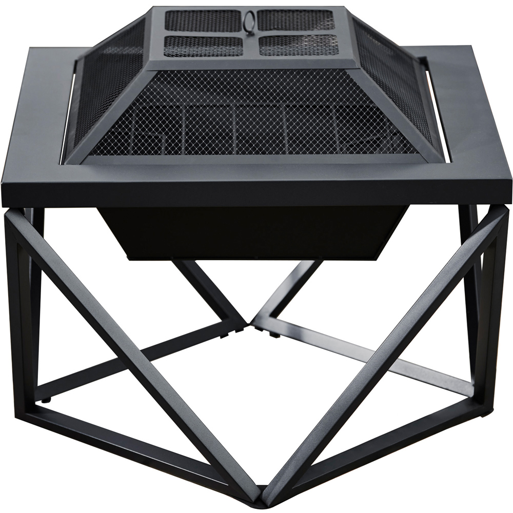 Teamson Home Black Wood Burning Fire Pit with Decorative Geometric Base Image 4