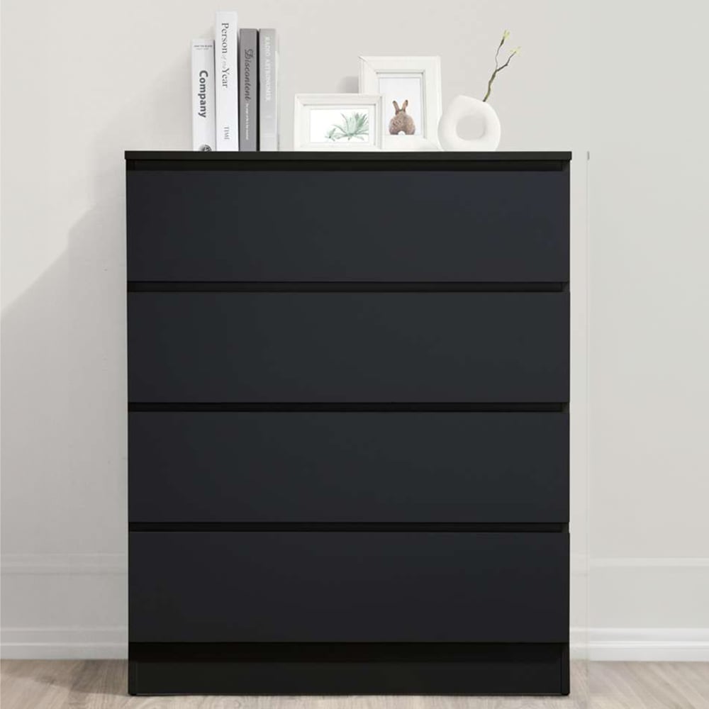 Oslo 4 Drawer Black Chest of Drawers Image 8