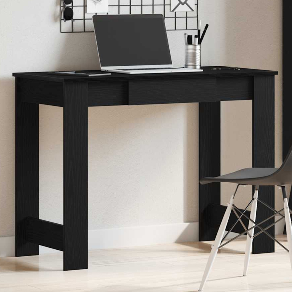 vidaXL Single Drawer Computer Desk Black Image 1