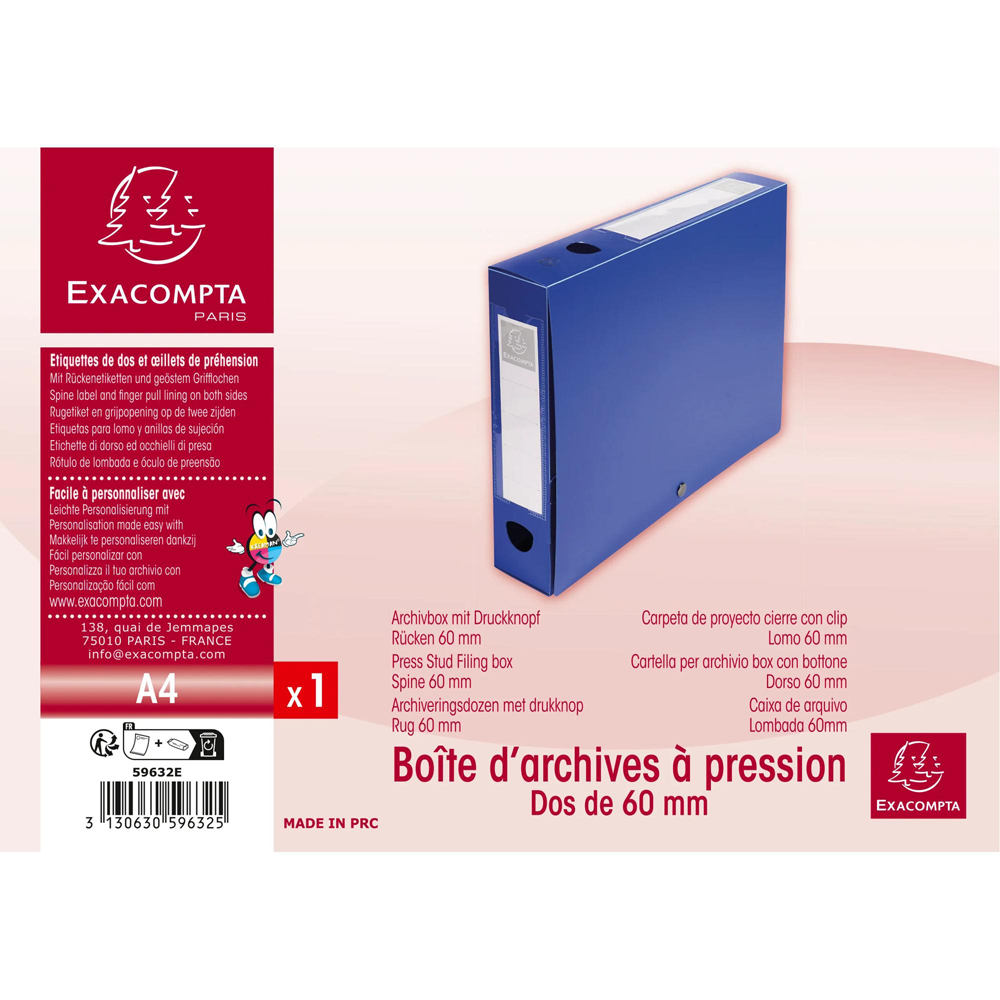 Exacompta A4 Blue Filing Box 80mm 10 Pack Image 6