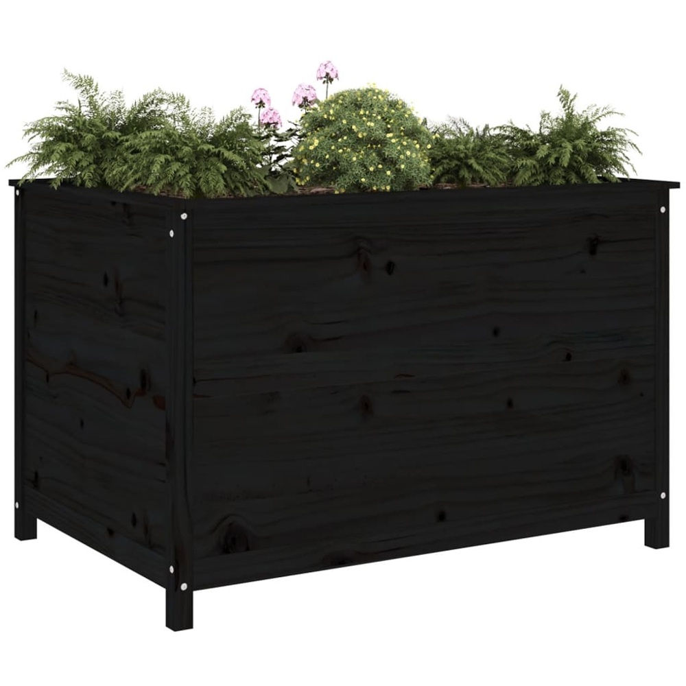 vidaXL Black Solid Pine Wood Raised Garden Planter 78 x 119.5 x 82.5cm Image 2