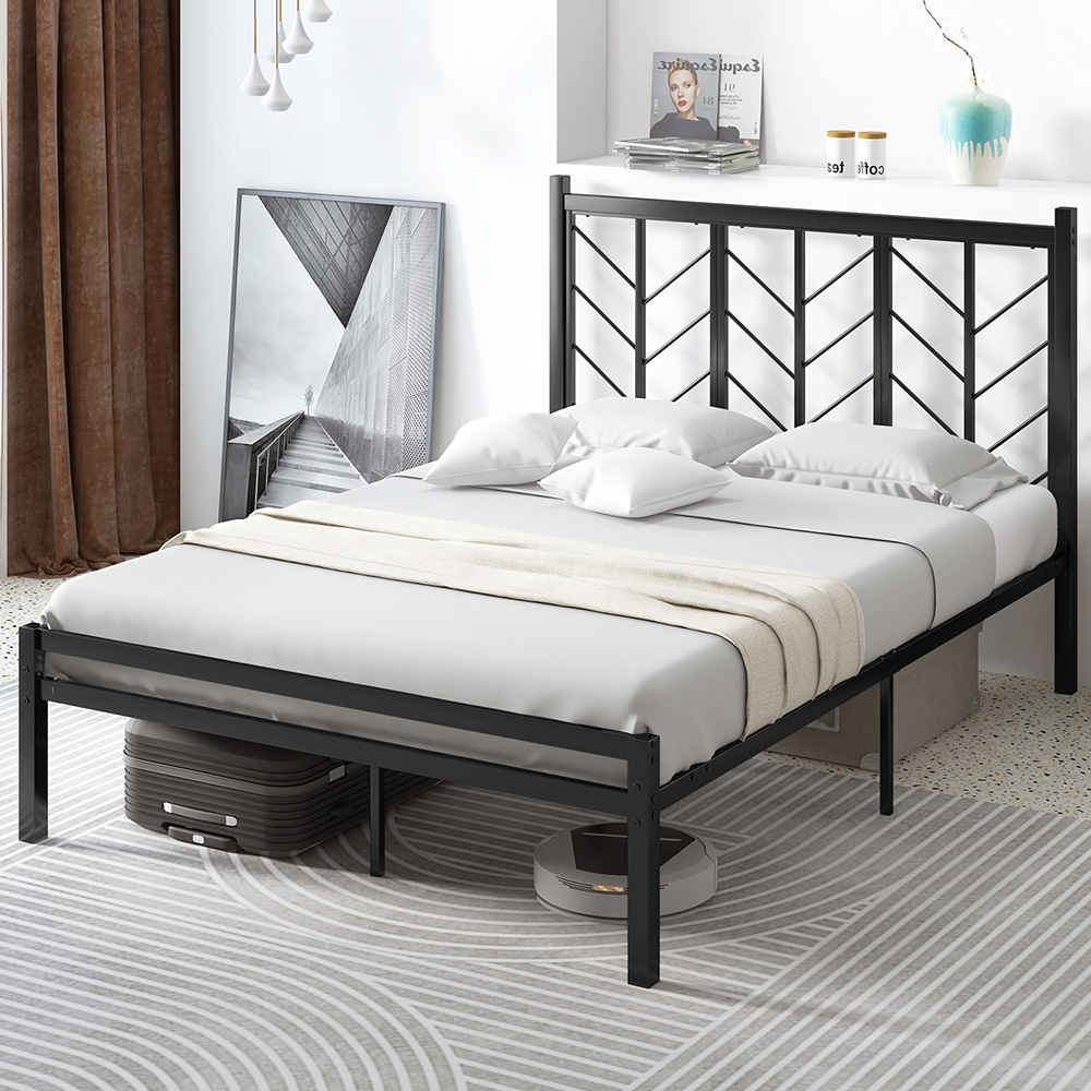 Costway Double Branch Shaped Headboard Platform Bed Frame Image 1