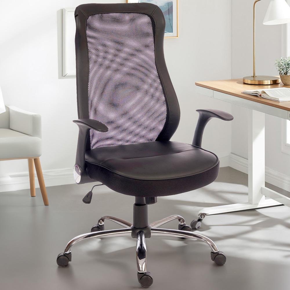 Teknik Black Mesh Swivel Curved Office Chair Image 1
