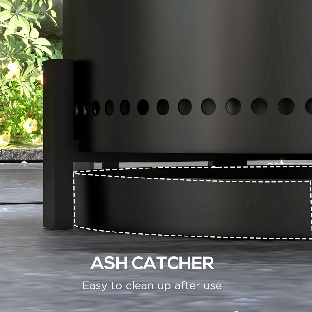 Outsunny Black Smokeless Fire Pit with Poker Image 6