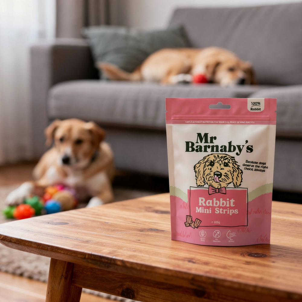 Mr Barnaby's Rabbit Mini Strips Dog Treats 80g 4 Pack Image 2