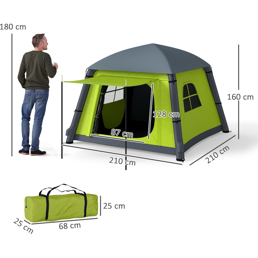 Outsunny 2 Person Easy Setup Inflatable Camping Tent with Pump Green Image 9