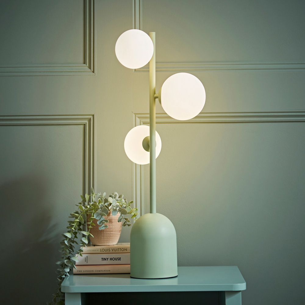 ValueLights Marlow 3 Way Sage Green Opaque Globe LED Table Lamp Image 6