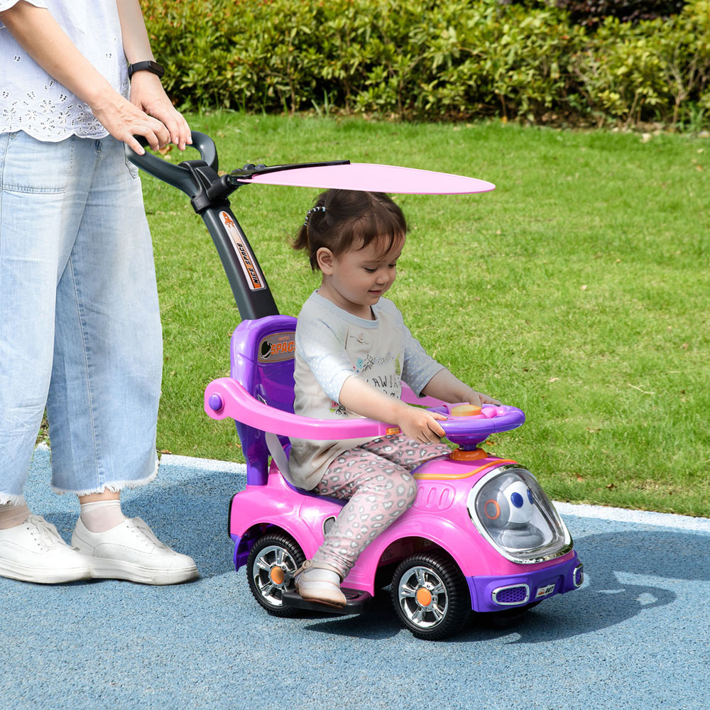 Tommy Toys 3 in 1 Cartoon Robot Baby Car with Removable Canopy Pink Image 2