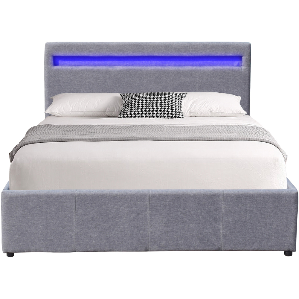 Comfy Living King Light Grey Ottoman Bed Frame with LED Image 2