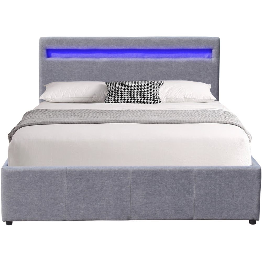 Comfy Living Small Double Light Grey Ottoman Bed Frame with LED Image 2
