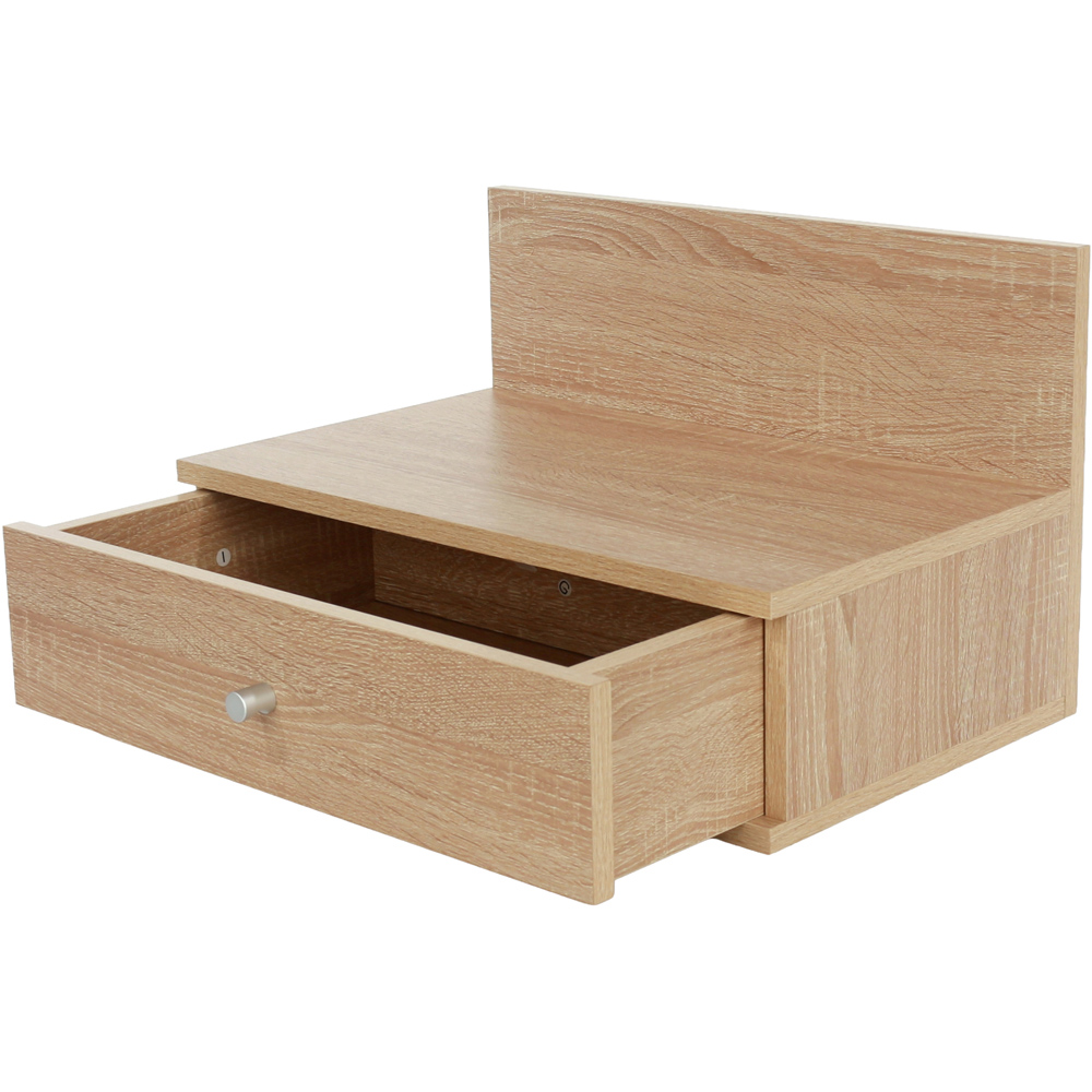 Core Products Kelly Single Drawer Oak Effect Wall-Mounted Open Bedside Table Set of 2 Image 5