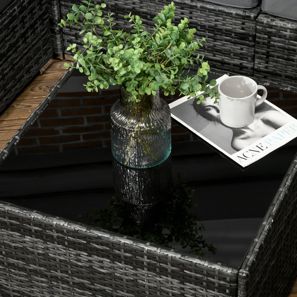 Outsunny 7 Seater Grey PE Rattan Garden Corner Lounge Set Image 3