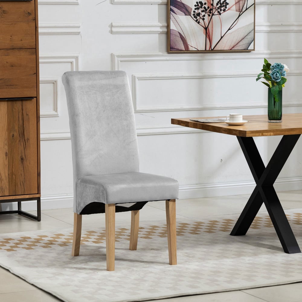 Artemis Home Rimini Set of 2 Silver Velvet Fabric Dining Chairs Image 2