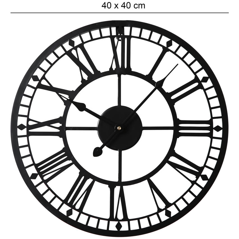 EOS Black Skeleton Wall Clock with Roman Numerals 40cm Image 9