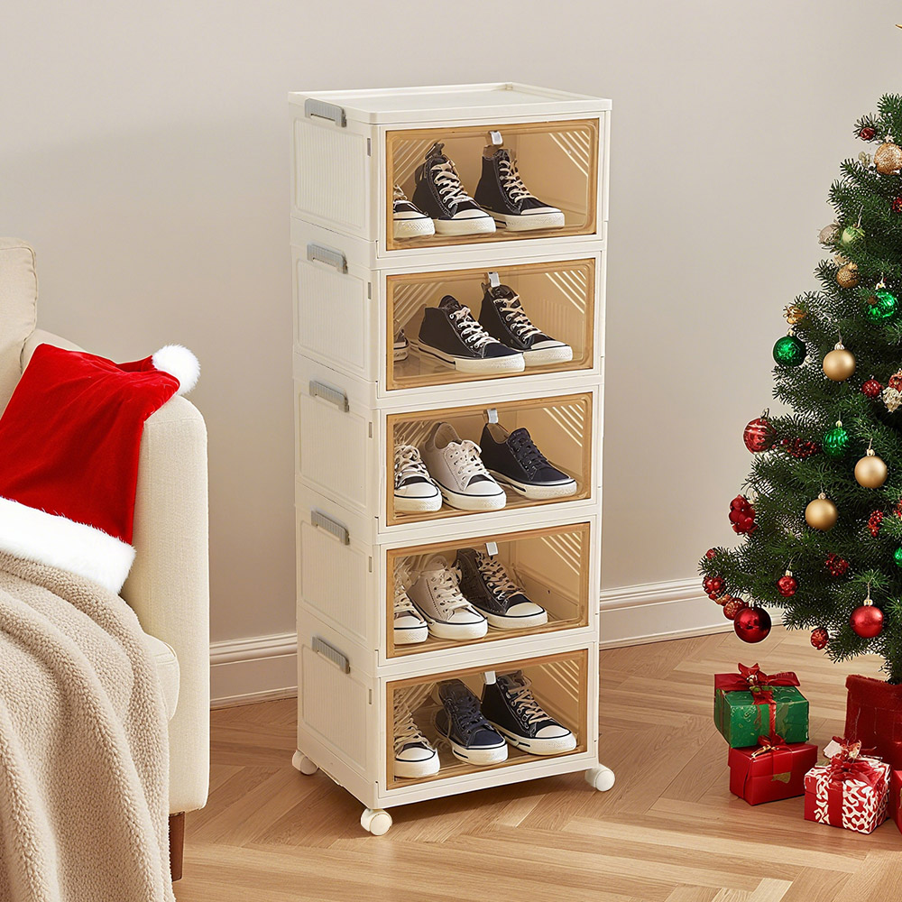 Living and Home 5 Tier Plastic Hallway Shoe Cabinet Image 7