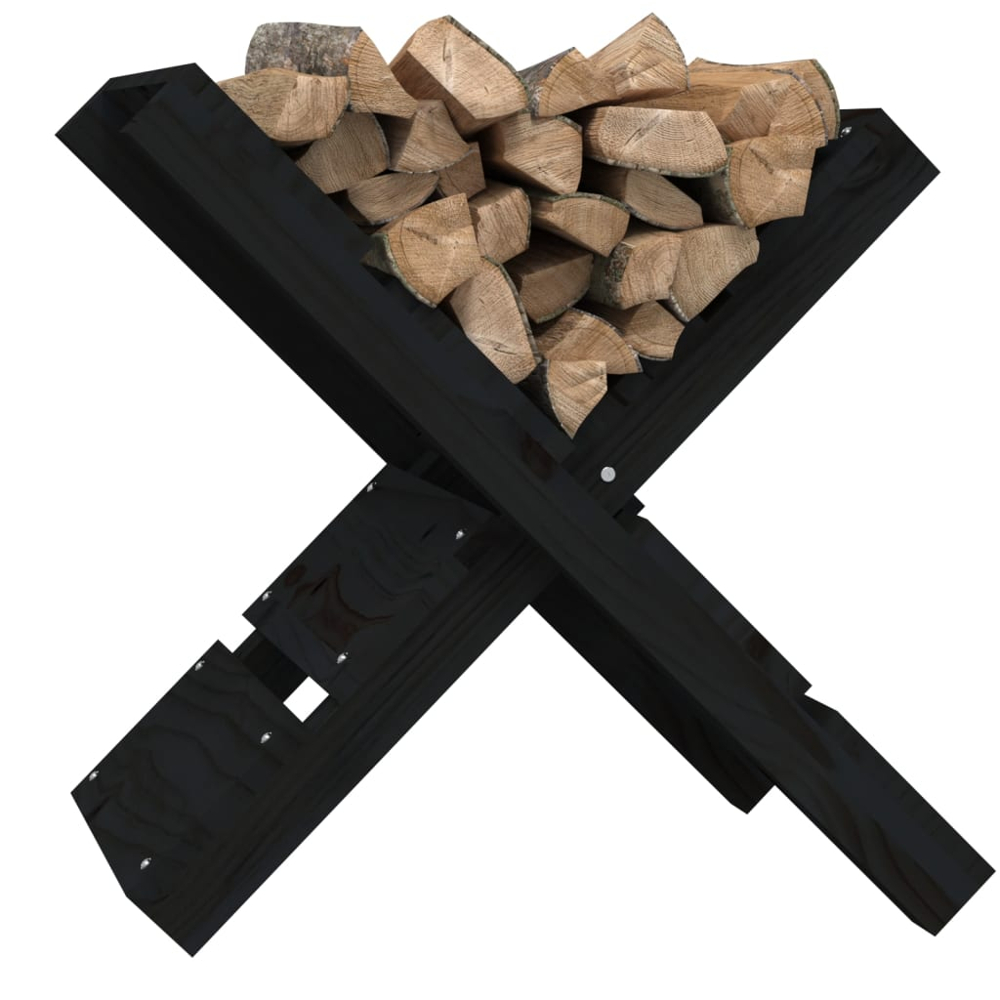 vidaXL Black Pine Wood Firewood Log Holder 48 x 47 x 39.5cm Image 3